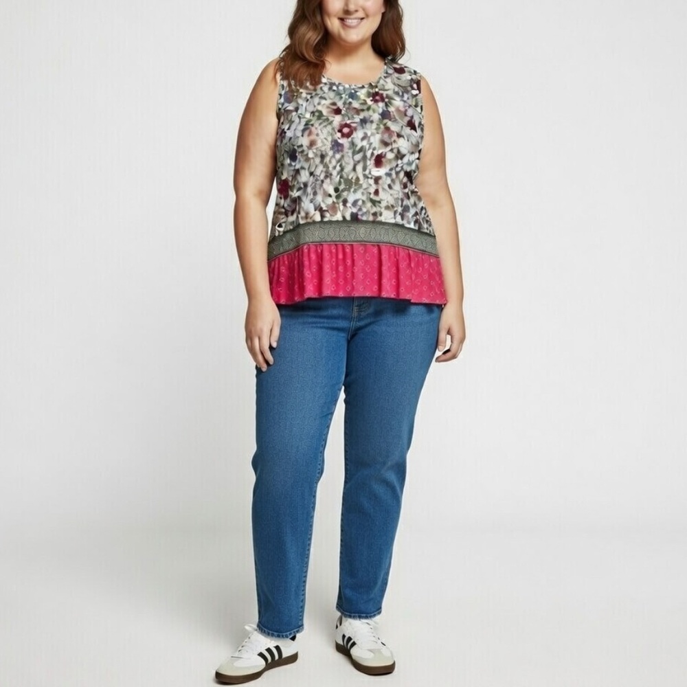 J. Jill Floral Sleeveless Pleated Top size 2X